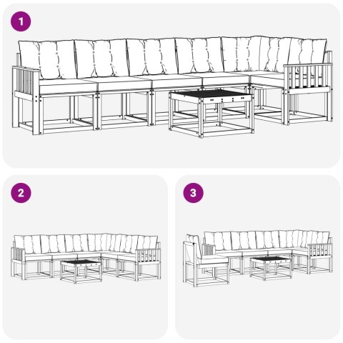 VidaXL Zestaw sof na zewnątrz z poduszką 7 pcs Naturalny i Kremowy