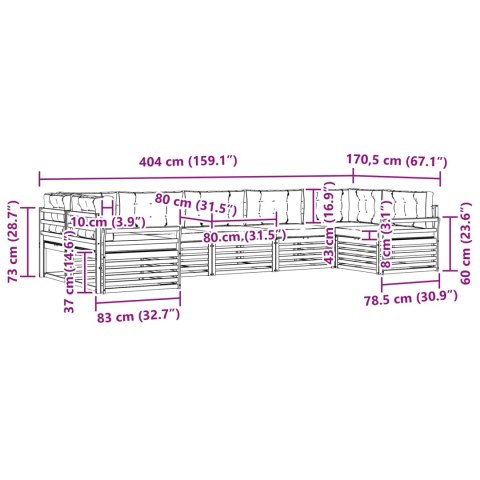 VidaXL Zestaw sof na zewnątrz z poduszką 7 pcs Naturalny i Kremowy