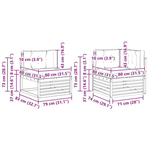 VidaXL Zestaw sof na zewnątrz z poduszką 7 pcs Naturalny i Kremowy