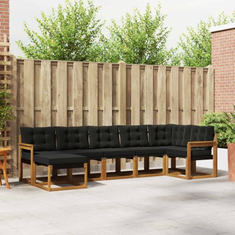 VidaXL Zestaw sof na zewnątrz z poduszką 7 pcs Naturalny i czarny