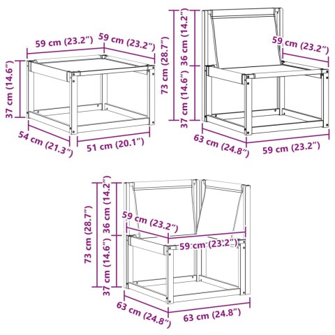 VidaXL Zestaw sof na zewnątrz z poduszką 7 pcs Naturalny i czarny
