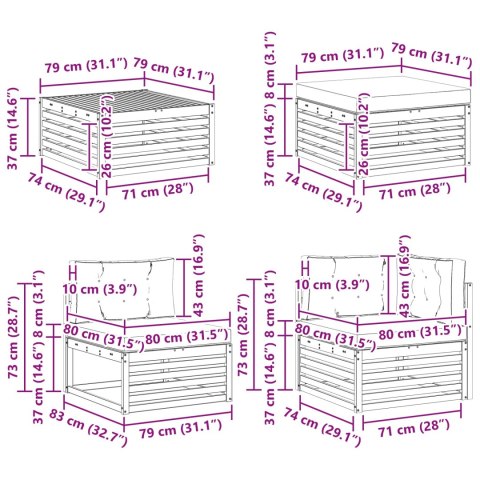 VidaXL Zestaw sof na zewnątrz z poduszką 8 pcs Naturalny i Beżowy