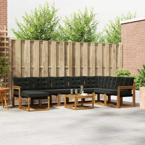 VidaXL Zestaw sof na zewnątrz z poduszką 9 pcs Naturalny i czarny