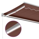 RĘCZNIE ZWIJANA MARKIZA OGRODOWA Z LED BRĄZOWA 450X350CM