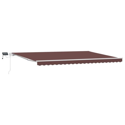 RĘCZNIE ZWIJANA MARKIZA OGRODOWA Z LED BRĄZOWA 500X300CM