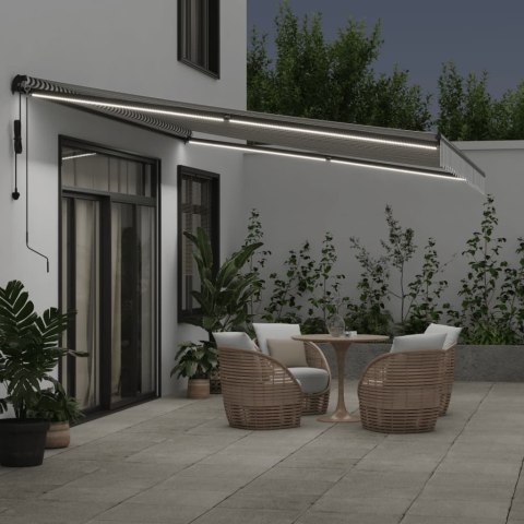 AUTOMATYCZNA MARKIZA OGRODOWA Z LED ANTRACYTOWO-BIAŁA 500X350CM