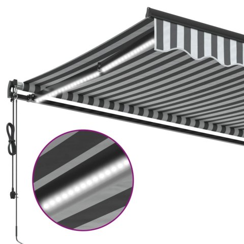 AUTOMATYCZNA MARKIZA OGRODOWA Z LED ANTRACYTOWO-BIAŁA 500X350CM