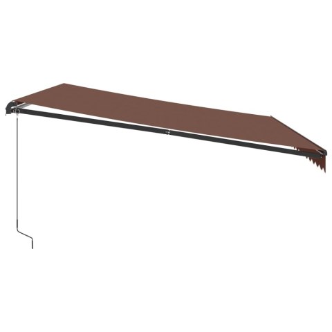 RĘCZNIE ZWIJANA MARKIZA OGRODOWA Z LED BRĄZOWA 450X350CM