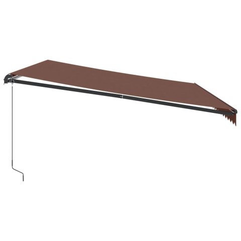 RĘCZNIE ZWIJANA MARKIZA OGRODOWA Z LED BRĄZOWA 500X350CM