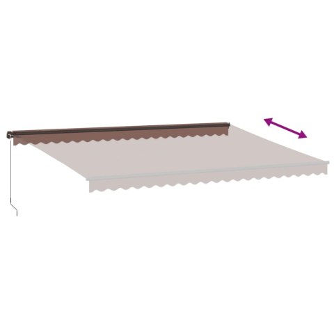 RĘCZNIE ZWIJANA MARKIZA OGRODOWA Z LED BRĄZOWA 500X350CM
