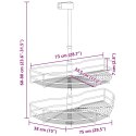 VidaXL 2-poziomowy kosz do kuchni, srebrny, 180 stopni, 75x38x80 cm