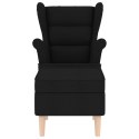 VidaXL Fotel z podnóżkiem, czarny, tapicerowany tkaniną