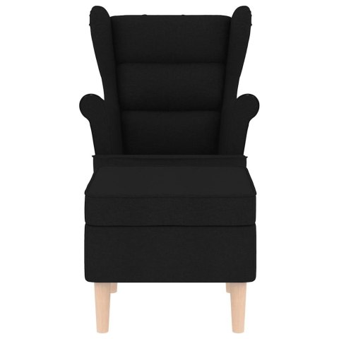 VidaXL Fotel z podnóżkiem, czarny, tapicerowany tkaniną