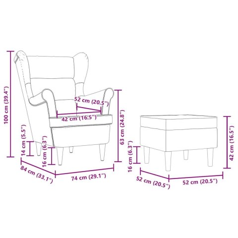 VidaXL Fotel z podnóżkiem, czarny, tapicerowany tkaniną
