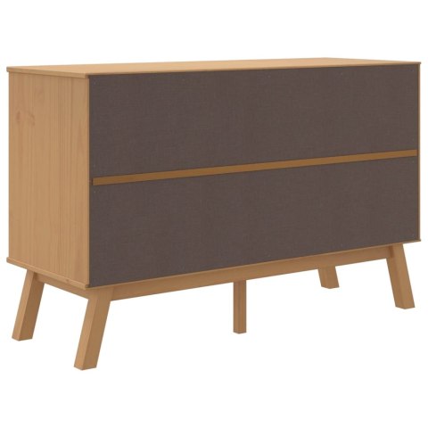 VidaXL Komoda OLDEN, biało-brązowa, 114x43x73,5cm, lite drewno sosnowe