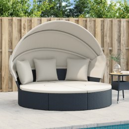 WYSPA SŁONECZNA LEŻAK OGRODOWY BALDACHIM 178CM RATAN SOFA MODUŁOWA PODUSZKI