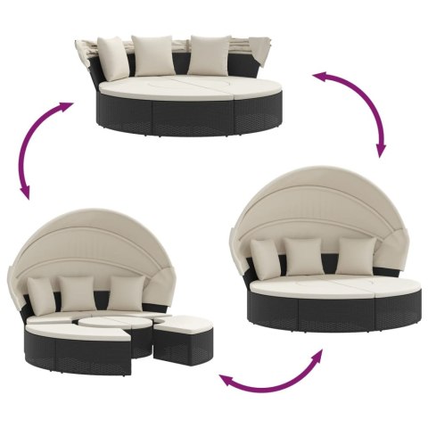 WYSPA SŁONECZNA LEŻAK OGRODOWY BALDACHIM 178CM RATAN SOFA MODUŁOWA PODUSZKI