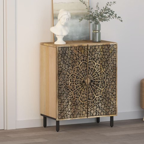 SZAFKA Z LITEGO DREWNA MANGO RĘCZNIE RZEŹBIONA RETRO KOMODA 60X33X75CM LOFT
