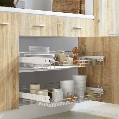 VidaXL Wysuwane kosze druciane, 2 szt., srebrne, 800 mm