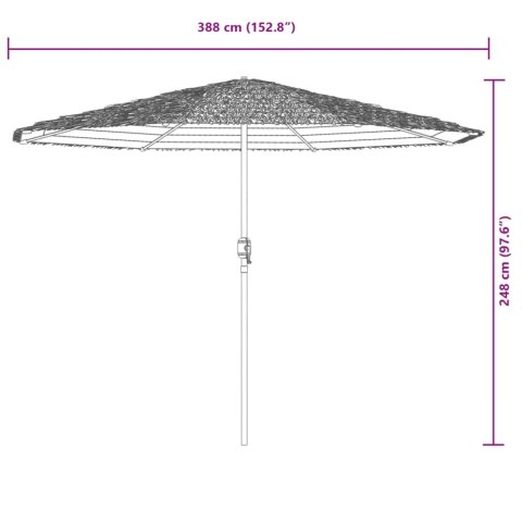 VidaXL Parasol ogrodowy na stalowym słupku, brązowy, 388x388x248 cm