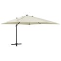 VidaXL Parasol wiszący z lampkami LED i słupkiem, 300 cm, piaskowy