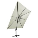 VidaXL Parasol wiszący z lampkami LED i słupkiem, 300 cm, piaskowy