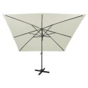 VidaXL Parasol wiszący z lampkami LED i słupkiem, 300 cm, piaskowy