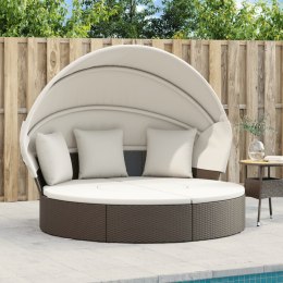 WYSPA SŁONECZNA LEŻAK OGRODOWY BALDACHIM 178CM RATAN SOFA MODUŁOWA PODUSZKI