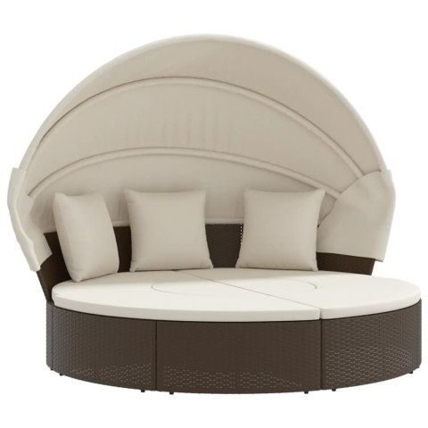 WYSPA SŁONECZNA LEŻAK OGRODOWY BALDACHIM 178CM RATAN SOFA MODUŁOWA PODUSZKI