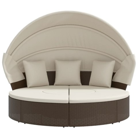 WYSPA SŁONECZNA LEŻAK OGRODOWY BALDACHIM 178CM RATAN SOFA MODUŁOWA PODUSZKI