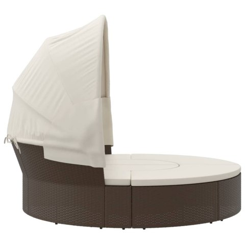 WYSPA SŁONECZNA LEŻAK OGRODOWY BALDACHIM 178CM RATAN SOFA MODUŁOWA PODUSZKI