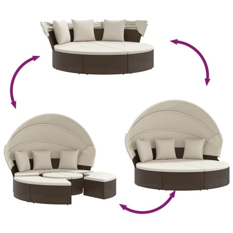 WYSPA SŁONECZNA LEŻAK OGRODOWY BALDACHIM 178CM RATAN SOFA MODUŁOWA PODUSZKI