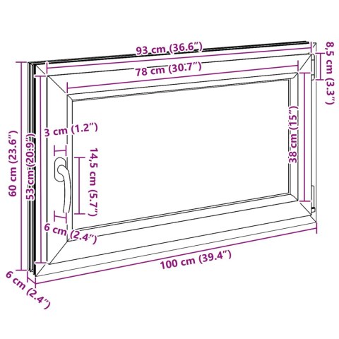 Okno piwniczne RISOR Antracyt 100 x 60 cm PVC i szkło