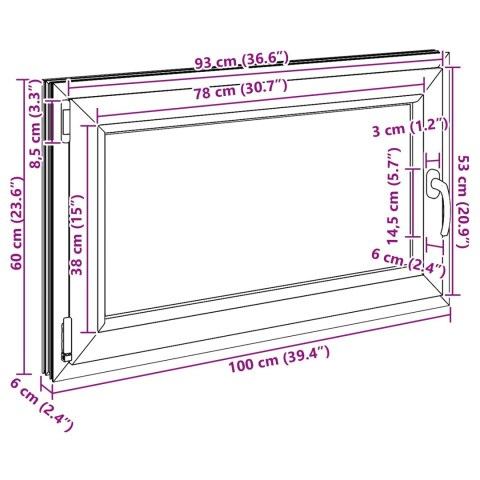 Okno piwniczne RISOR Antracyt 100 x 60 cm PVC i szkło