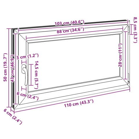Okno piwniczne RISOR Antracyt 110 x 50 cm PVC i szkło