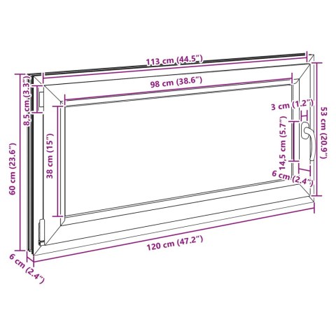 Okno piwniczne RISOR Antracyt 120 x 60 cm PVC i szkło