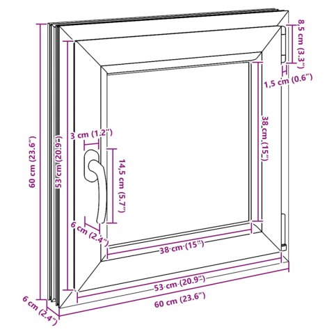Okno piwniczne RISOR Antracyt 60 x 60 cm PVC i szkło