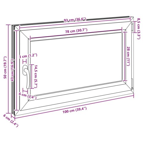 Okno piwniczne RISOR Biały 100 x 50 cm PVC i szkło