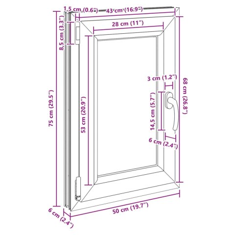 Okno piwniczne RISOR Biały 50 x 75 cm PVC i szkło