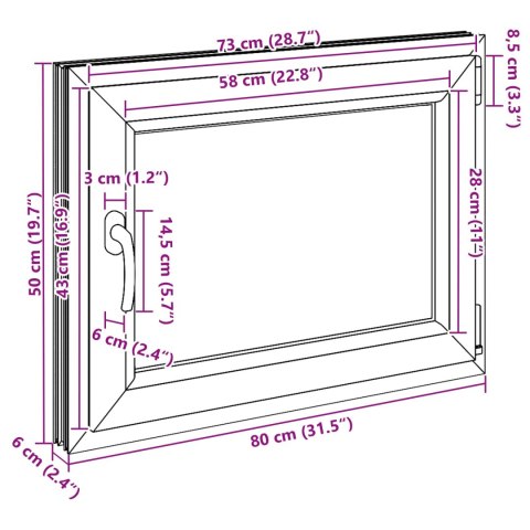 Okno piwniczne RISOR Biały 80 x 50 cm PVC i szkło