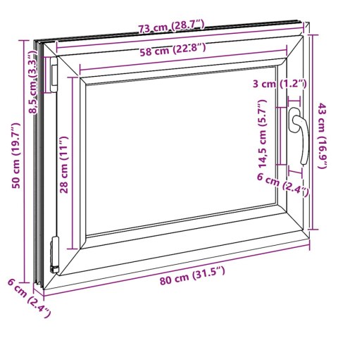 Okno piwniczne RISOR Biały 80 x 50 cm PVC i szkło