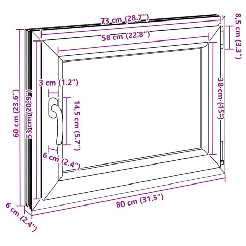 Okno piwniczne RISOR Biały 80 x 60 cm PVC i szkło
