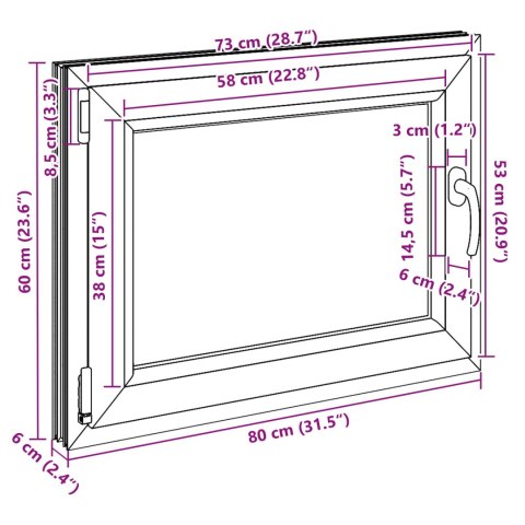 Okno piwniczne RISOR Biały 80 x 60 cm PVC i szkło