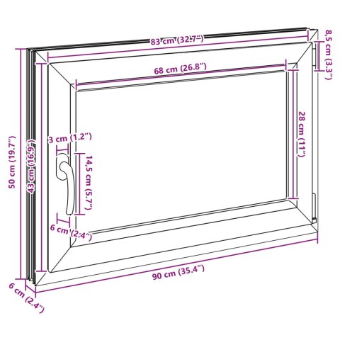 Okno piwniczne RISOR Biały 90 x 50 cm PVC i szkło