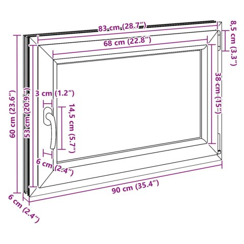 Okno piwniczne RISOR Biały 90 x 60 cm PVC i szkło