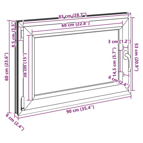 Okno piwniczne RISOR Biały 90 x 60 cm PVC i szkło
