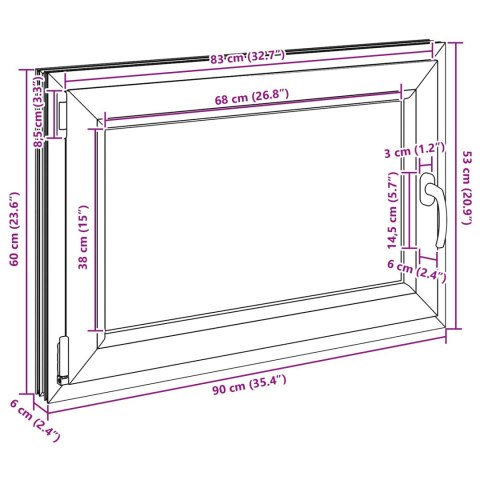 Okno piwniczne RISOR Biały 90 x 60 cm PVC i szkło