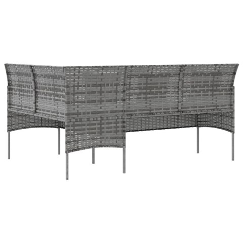 VidaXL Sofa w kształcie litery L z poduszkami, rattan PE, szara