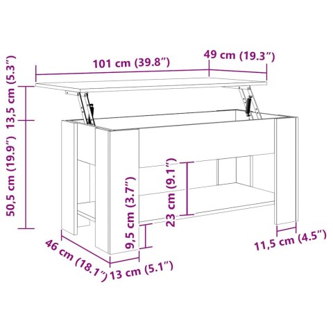 VidaXL Stolik kawowy, czarny, 101x49x52 cm, materiał drewnopochodny