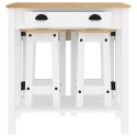 VidaXL 5-cz. zestaw mebli barowych, biały, lite drewno sosnowe